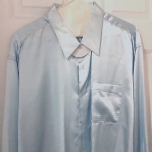 Men’s Light Blue/Silk Look Dress Shirt